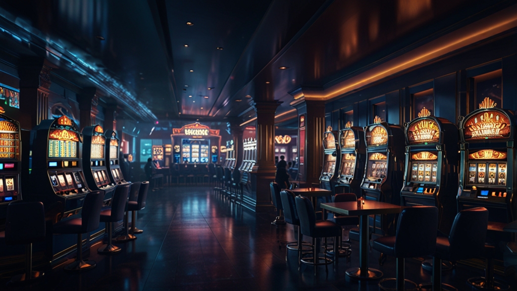 Casino-Raum mit Cashback-Anzeige und zurückfließenden Chips